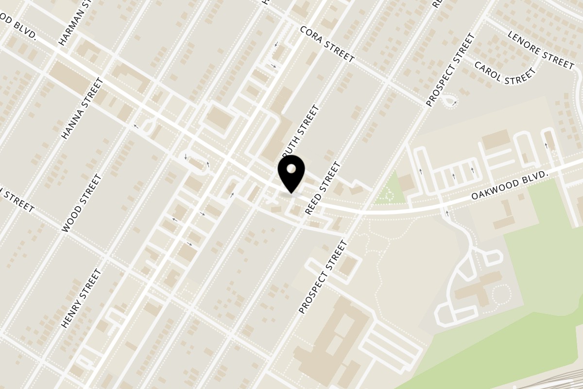Map showing the location of Halal Eatery on 3822 Oakwood Blvd in Melvindale